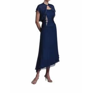 NEW CAMERON BLAKE asymmetrical hem dress in navy